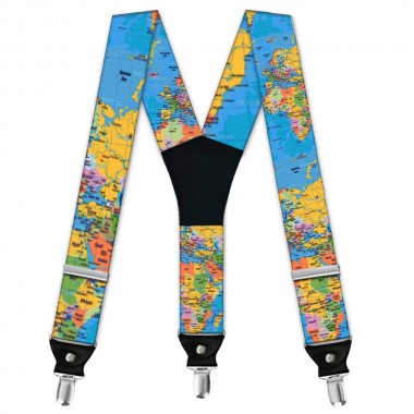  Bretele bărbați, personalizate cu imprimeu Harta Lumii, model Mapamond